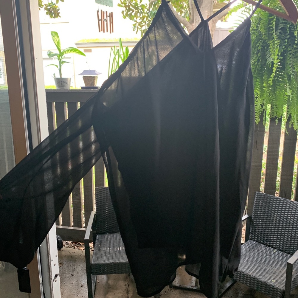 Off the shoulder black chiffon top